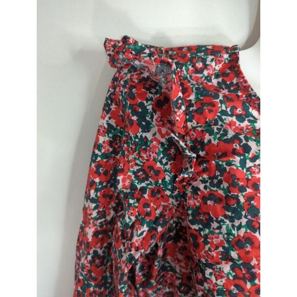 J.‎ Crew Cotton-Blend Poplin Ruffle Top Red Ditsy Floral Bohemian Womens XS - Picture 5 of 12